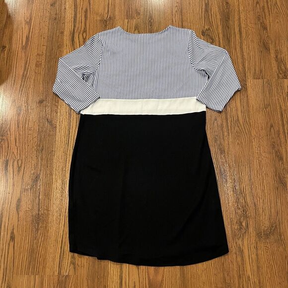 J Jill Dress Womens Small Petite Navy Blue White Striped Stretch 3/4 Sleeves - Picture 4 of 4